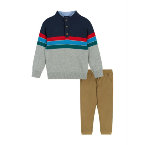 Andy & Evan Little Boys & Boys 3-Piece Colorblock Sweater, Shirt & Pants Set