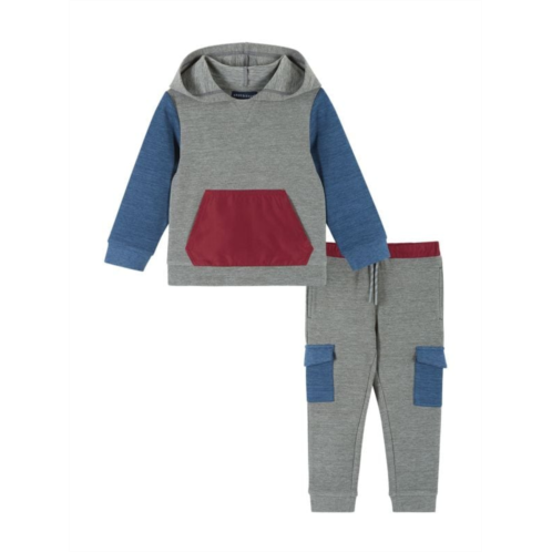 Andy & Evan Little Boys & Boys 2-Piece Double Peached Colorblock Hoodie & Joggers Set