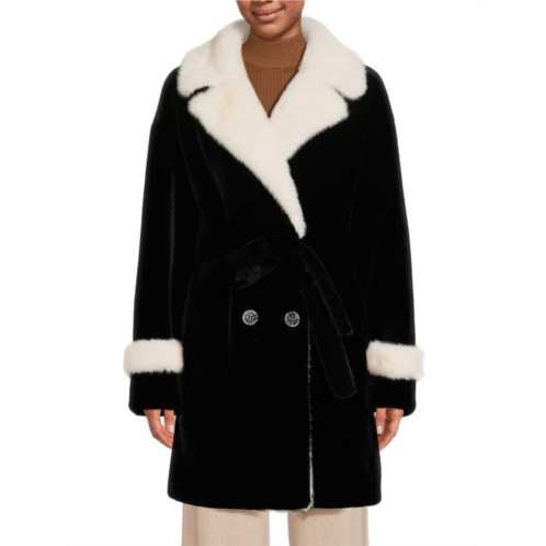 BELLE FARE Eco Faux Fur Double Breasted Coat
