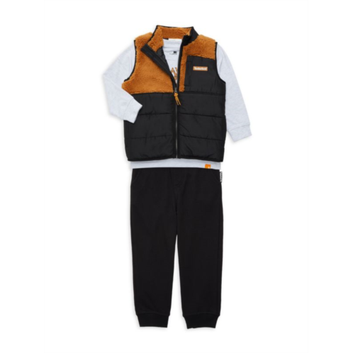 Timberland Little Boys 3-Piece Berber Faux Fur Vest, Sweatshirt & Joggers Set
