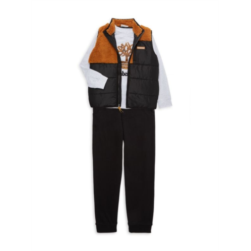 Timberland Little Boys 3-Piece Vest, Tee & Joggers Set