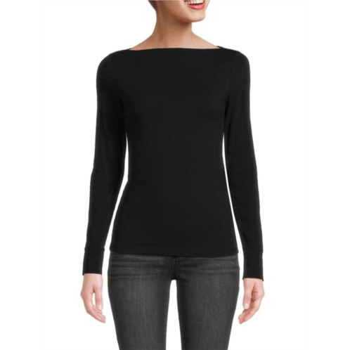 James Perse Stretch Cotton Boatneck Top