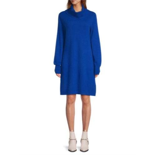 InCashmere Cowl Neck Mini Sweater Dress