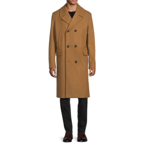 Cole Haan Wool Blend Double Breasted Trench Coat
