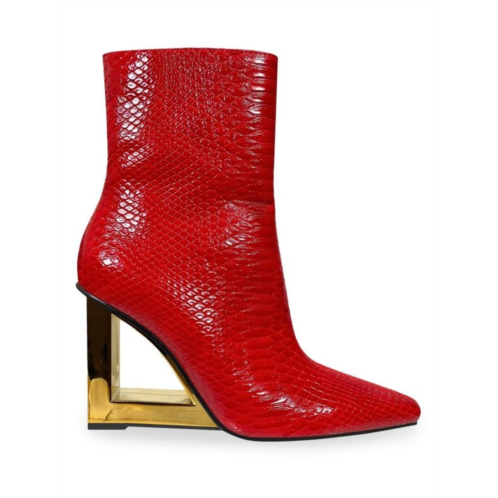 Ninety Union Fire Sculpture Wedge Snake-Embossed Ankle Boots