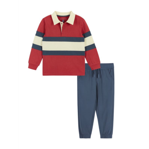 Andy & Evan Little Boys & Boys 2-Piece Colorblock Rugby Shirt & Pants Set