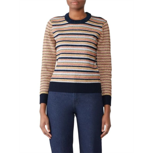 Tory Burch Lurex Stripe Merino Wool Sweater