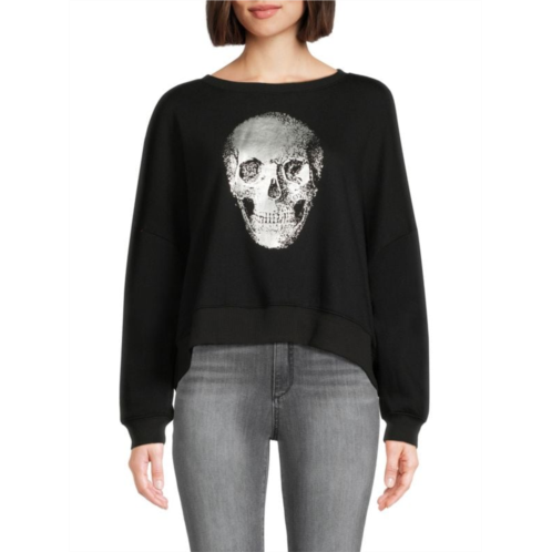 Chaser Skull Graphic Crop Sweater