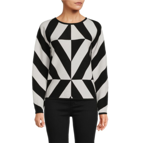 Tahari Geometric Dolman Sleeve Sweater