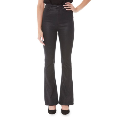 Nicole Miller Glisten High Rise Coated Flare Jeans