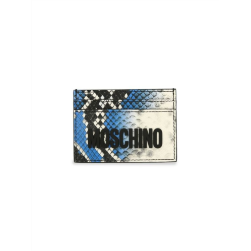 Moschino Snakeskin Print Logo Card Holder