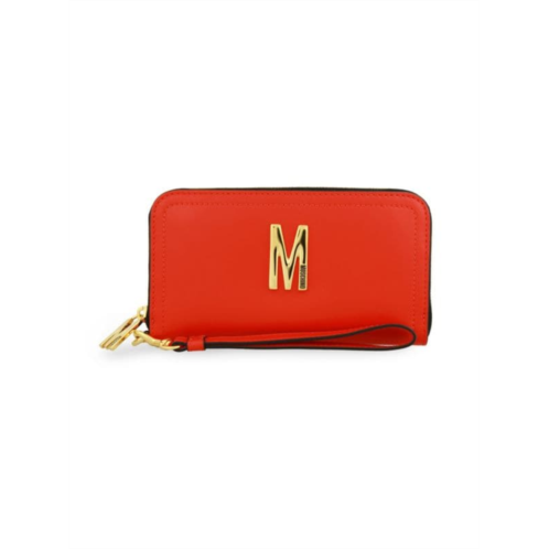 Moschino Logo Leather Zip Around Wallet