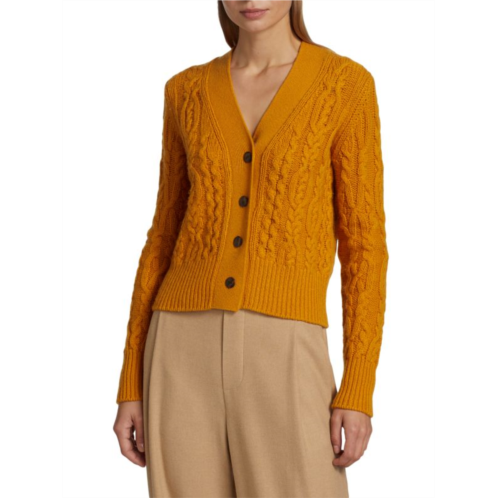 Vince Braided Wool Blend Cable Knit Cardigan