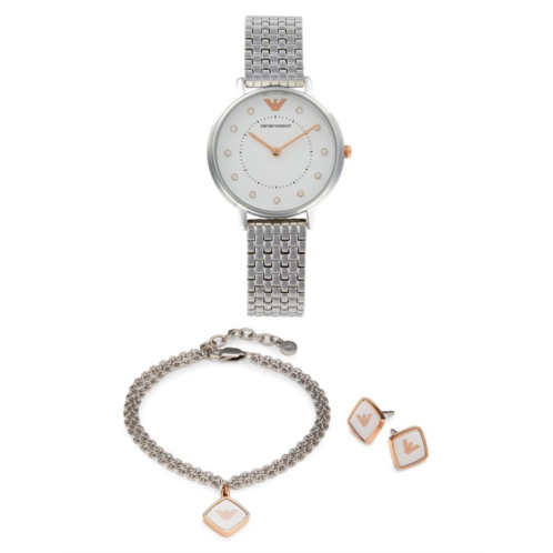 Emporio Armani 3-Piece Stainless Steel 32MM Watch, Bracelet & Earring Gift Set