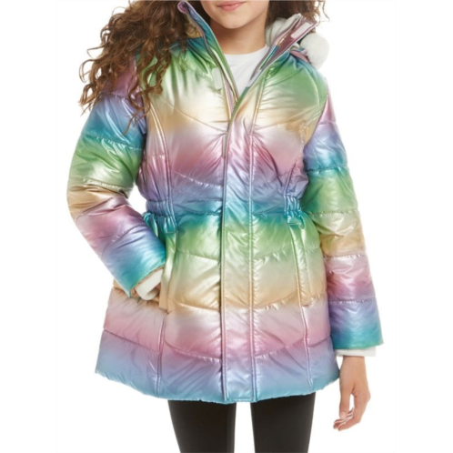Andy & Evan Little Girls & Girls Metallic Rainbow Puffer Jacket