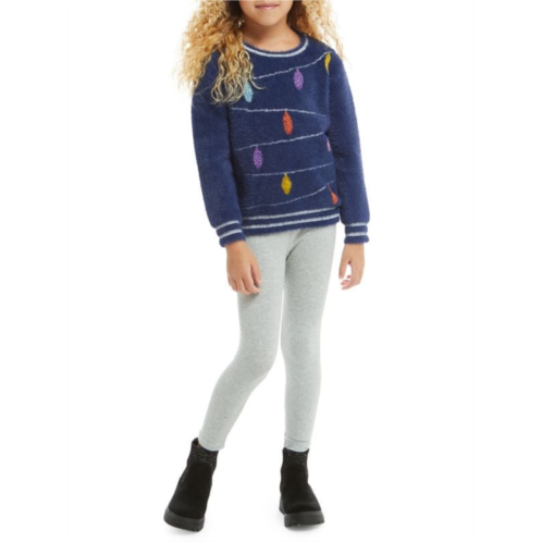 Andy & Evan Little Girls 2-Piece Holiday Lights Sweater & Leggings Set