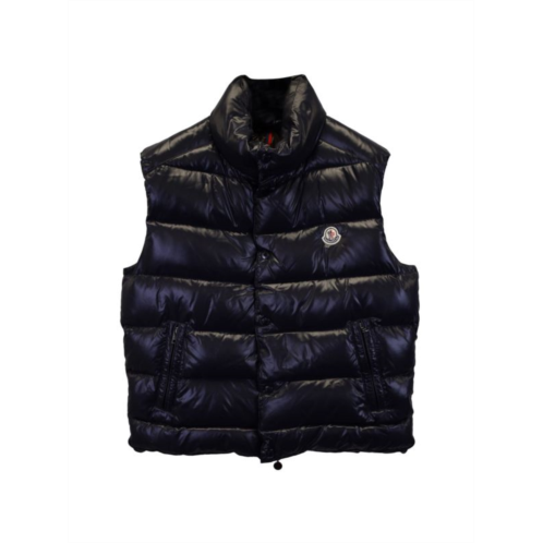 Moncler Tibb Logo-Appliqued Quilted Shell Down Gilet In Navy Blue Polyamide