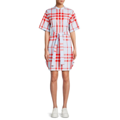 Burberry Plaid Belted Mini Shirt Dress