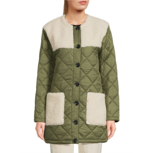 Central Park West Faux Sherpa Quilted Jacket