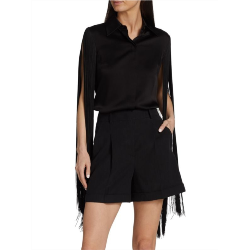 Michael Kors Collection Fringed Charmeuse Shirt