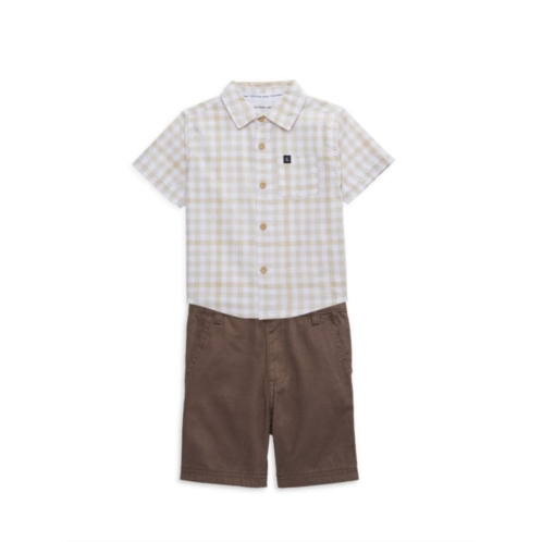 Calvin Klein Little Boys 2-Piece Gingham Shirt & Shorts Set