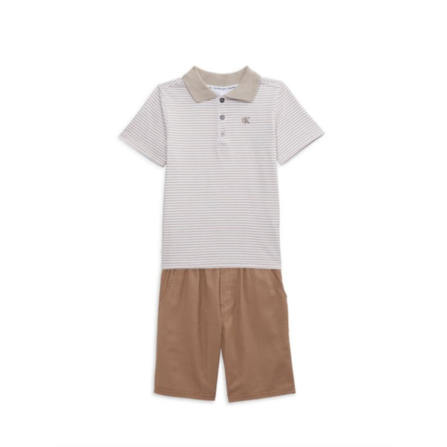 Calvin Klein Baby Boys 2-Piece Striped Polo & Shorts