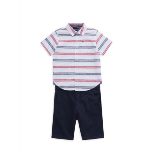 Tommy Hilfiger Little Boys 2-Piece Striped Shirt & Shorts Set