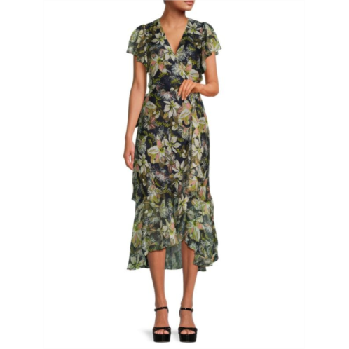 Tanya Taylor Blaire Floral Belted Midi Dress