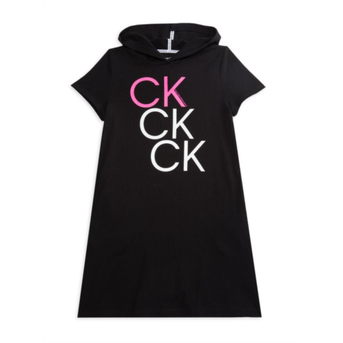 Calvin Klein Girls Logo Graphic Hooded Dress