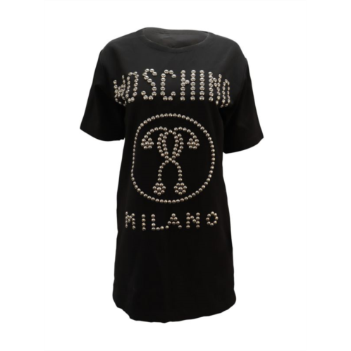 Moschino Studded Shirt Dress In Black Viscose