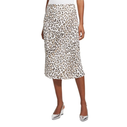 Theory Leopard Print Midi Slip Skirt