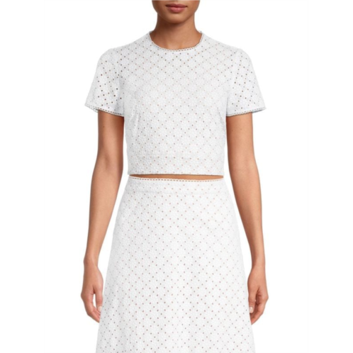 Michael Michael Kors Eyelet Embroidered Crop Top