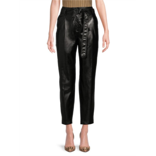 Akris punto Belted Faux Leather Pants