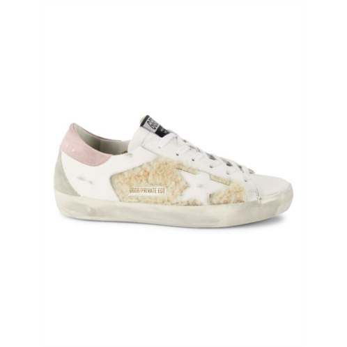 Golden Goose Leather & Shearling Trim Sneakers