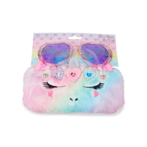 OMG Accessories Girls Gwen Butterfly 2-Piece Sunglasses & Faux Fur Top Handle Bag Set