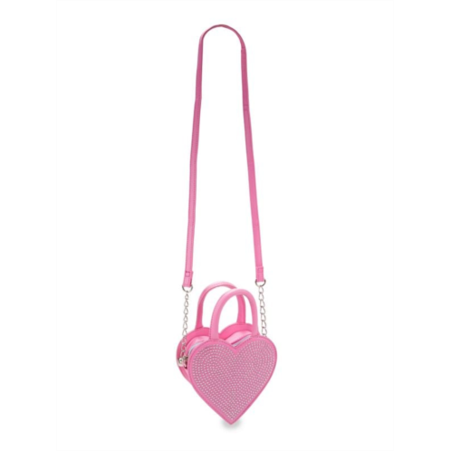 OMG Accessories Girls Rhinestone Embellished Heart Shoulder Bag