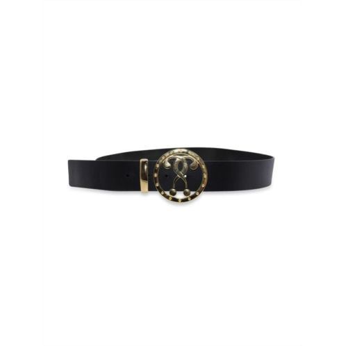 Moschino Double Question Mark Belt In Black Leather