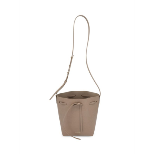 Mansur Gavriel Classic Mini Textured Bucket Bag In Beige Leather