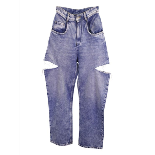 Maison Margiela Slashed Cut-Out Jeans In Blue Cotton