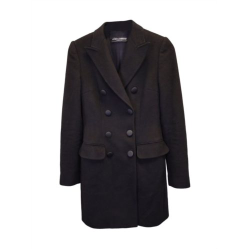 Dolce Gabbana Double-Breasted Coat In Black Wool