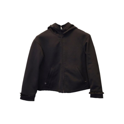 Prada Hooded Zipped Jacket In Black Nylon