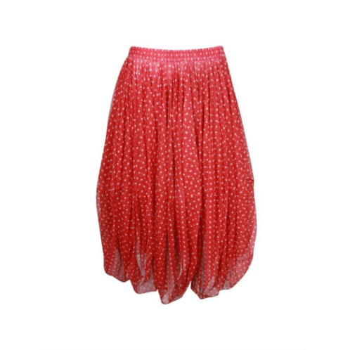 Comme Des Garcons Polka Dot Skirt In Red Polyester