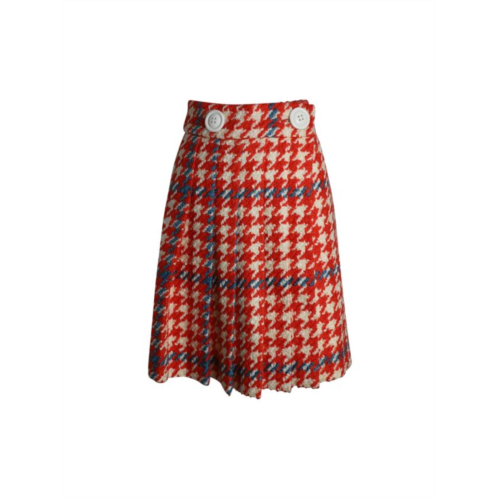 Miu Miu Houndstooth Pleated Skirt In Multicolor Lana Vergine