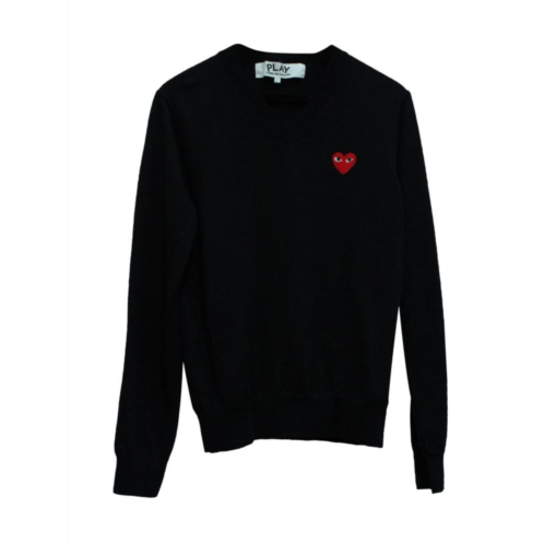 Comme des Garcons Comme Des Garcon Play Heart Patch Sweater In Black Cotton