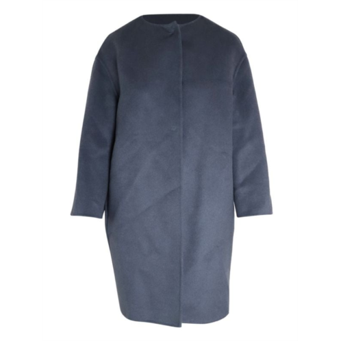 Prada Cocoon Coat In Blue Virgin Wool