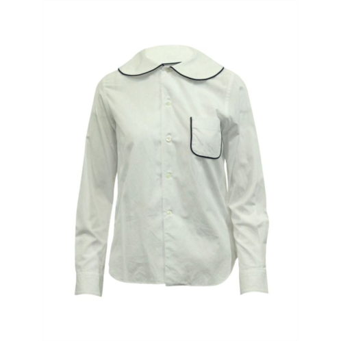 Comme Des Garcons Peter Pan Collar Piped-Trim Shirt In White Cotton