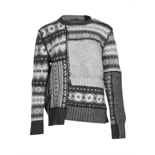 Alexander Mcqueen Patchwork Fair Isle Sweater In Grey Wool
