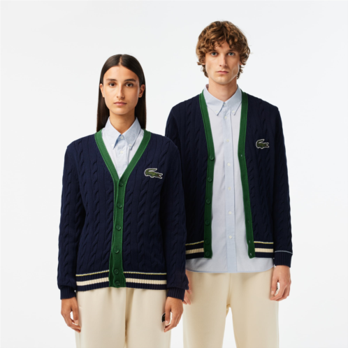 Lacoste Tennis Style Cable Knit Cardigan