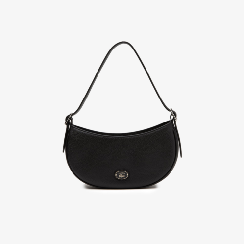 Lacoste Womens Top Grain Leather Halfmoon Bag