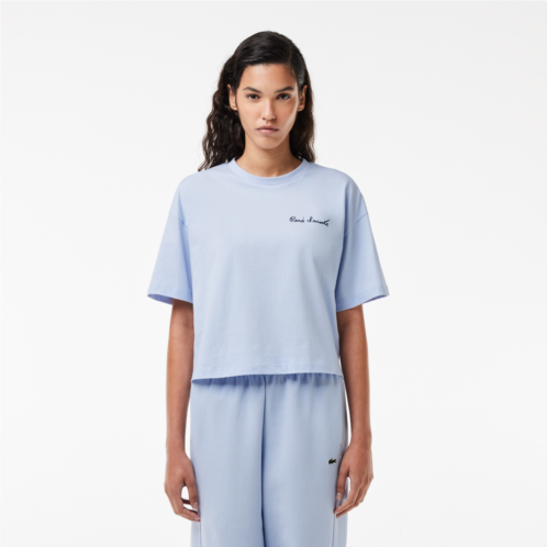 Lacoste Womens Relaxed Fit Text Print T-Shirt